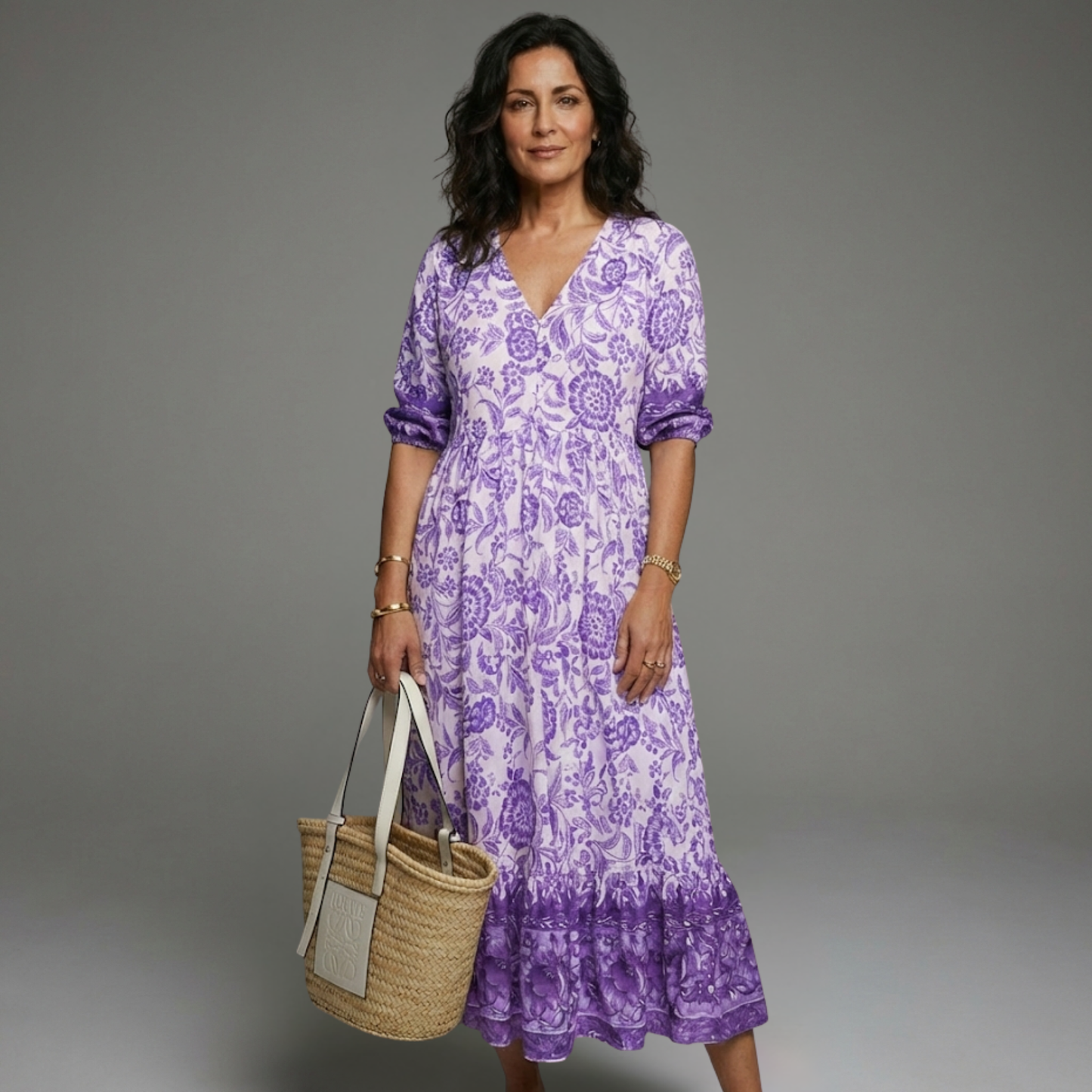 Vestido mujer Veraniego Estampado Floral Escote en V Casual Ligero