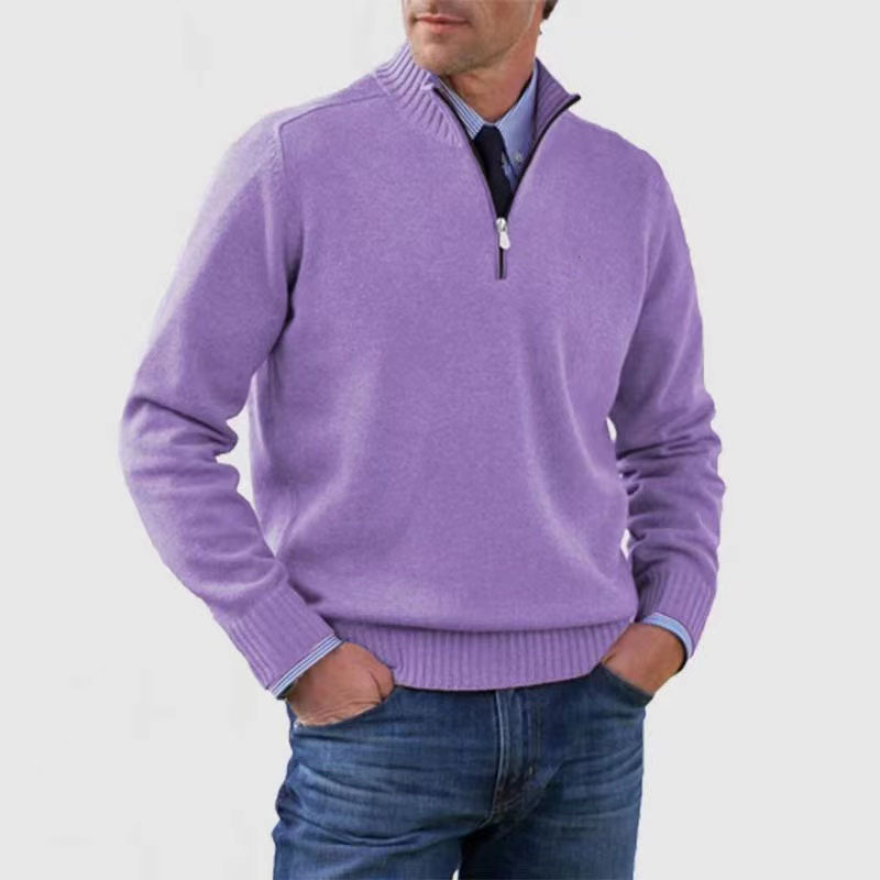 Jersey Hombre de Punto con Media Cremallera Ajustado