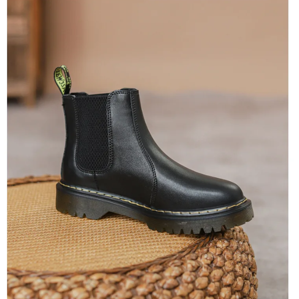 Botas Chelsea Mujer de Cuero con Tirador y Suela Antideslizante
