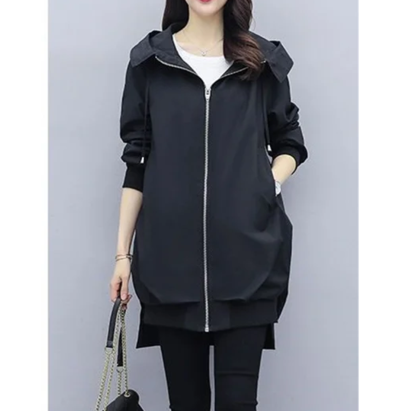 Trench Coat Mujer Ligero con Cremallera Corte Relajado