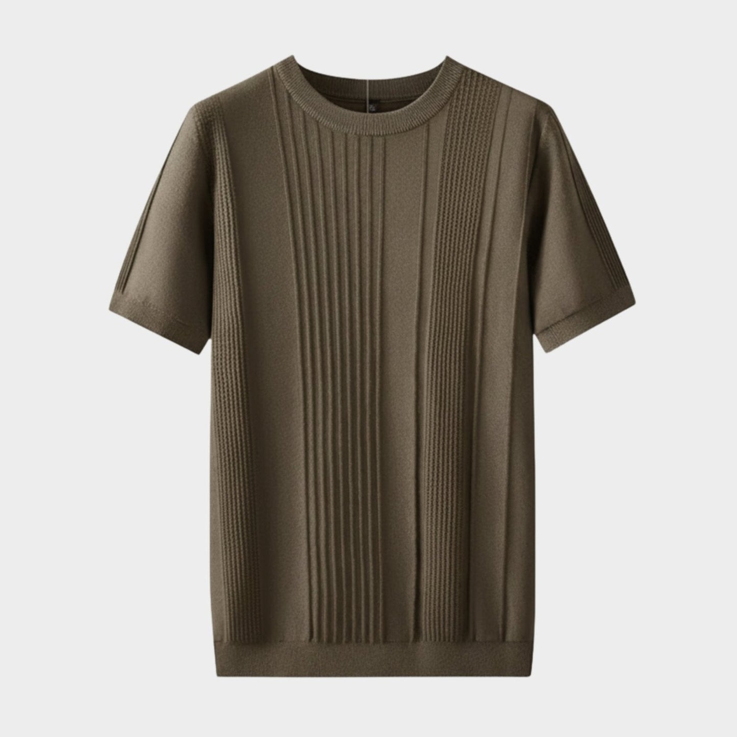 Camiseta Hombre de Punto Seda de Hielo Manga Corta Cuello Redondo