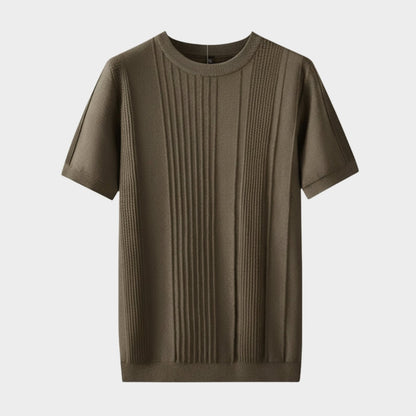 Camiseta Hombre de Punto Seda de Hielo Manga Corta Cuello Redondo