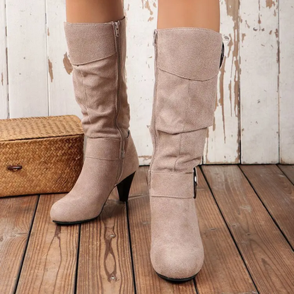 Botas Altas Mujer Puntera Redonda Ajuste Clasico