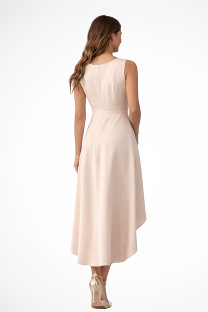 Vestido midi mujer sin mangas estilo cruzado bajo asimétrico