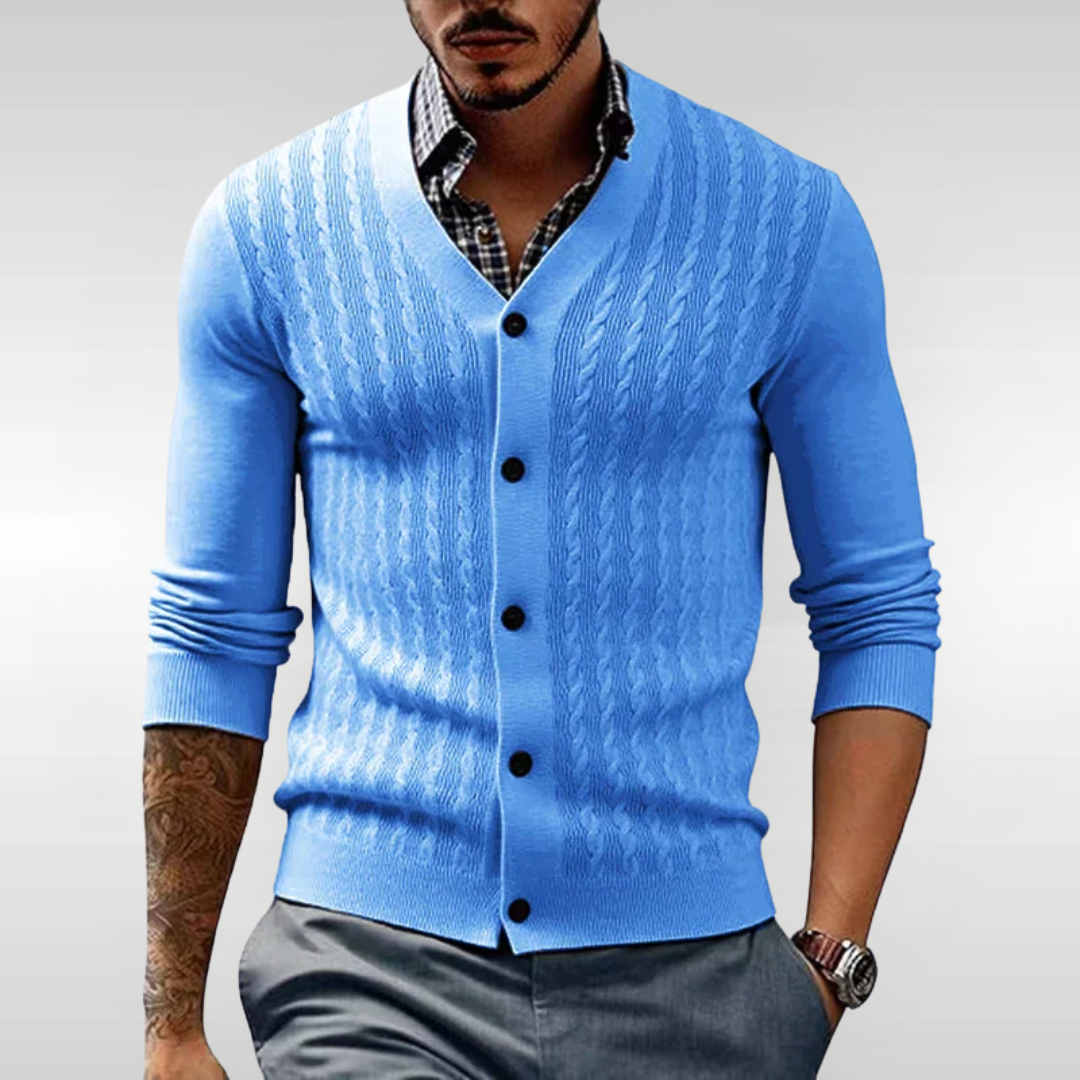 Chaqueta de punto trenzado hombre estilo refinado y cómodo