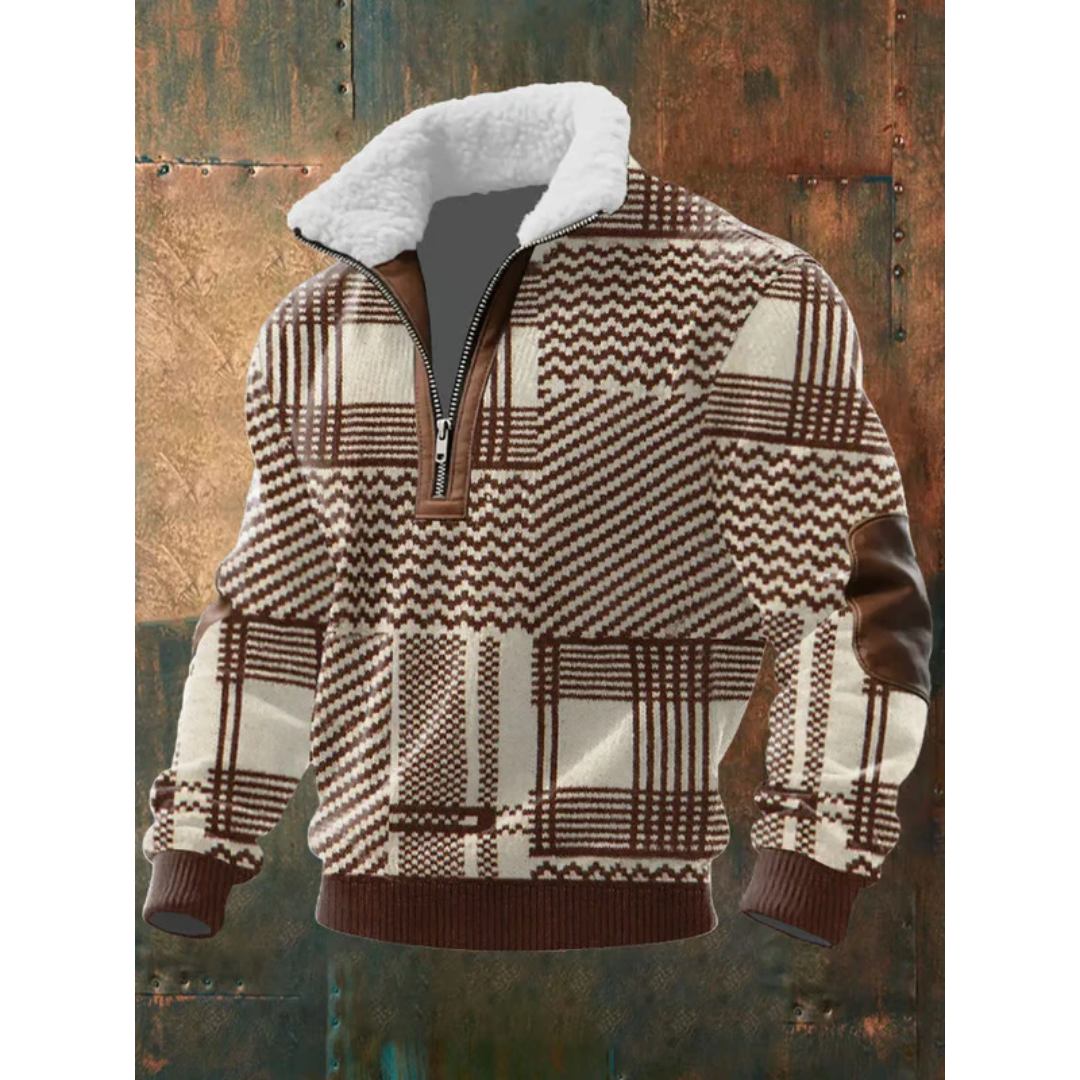 Suéter hombre forro polar cremallera cuello alto cálido