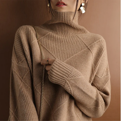 Suéter Mujer de Punto con Cuello Alto y Ajuste Acogedor