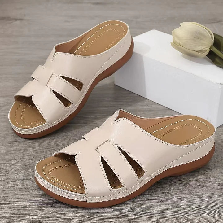Sandalias Planas Mujer Tira Recortada Diseño Comodo