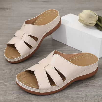 Sandalias Planas Mujer Tira Recortada Diseño Comodo