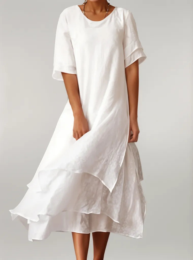 Vestido largo Mujer de algodón Escote en V