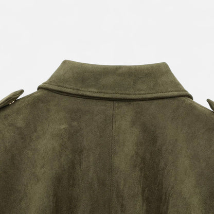 Chaqueta Mujer de Gamuza Clasica con Solapa