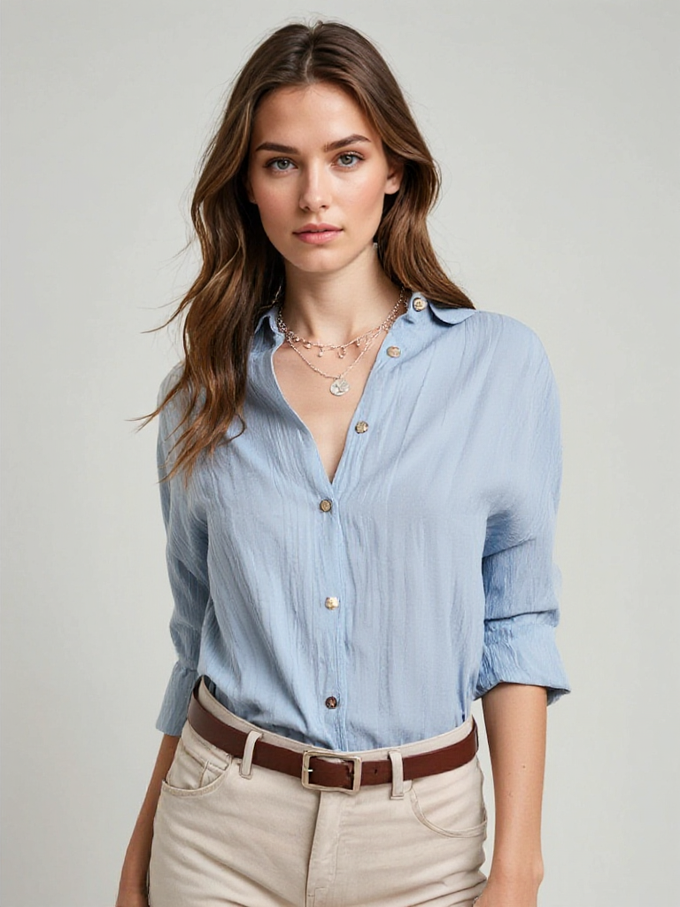 Camisa casual mujer de botones ajuste regular - Mavetta