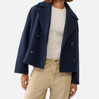 Abrigo Corto Mujer Oversize de Lana Elegante
