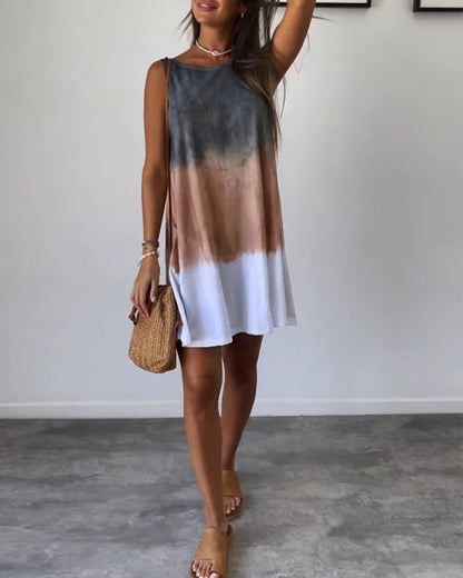 Vestido Mujer Sin Mangas Corte A Línea Efecto Tie Dye - Mavetta