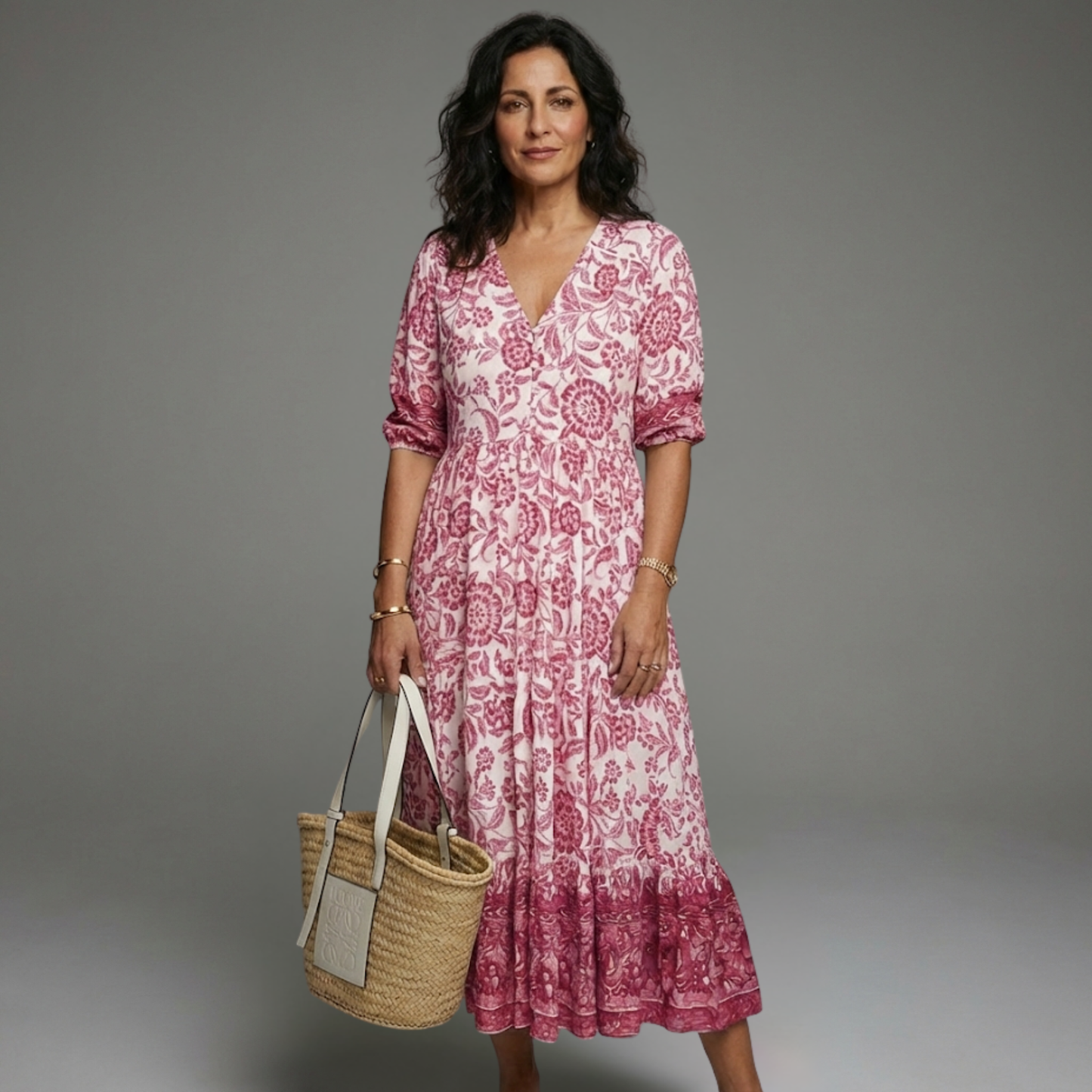 Vestido mujer Veraniego Estampado Floral Escote en V Casual Ligero