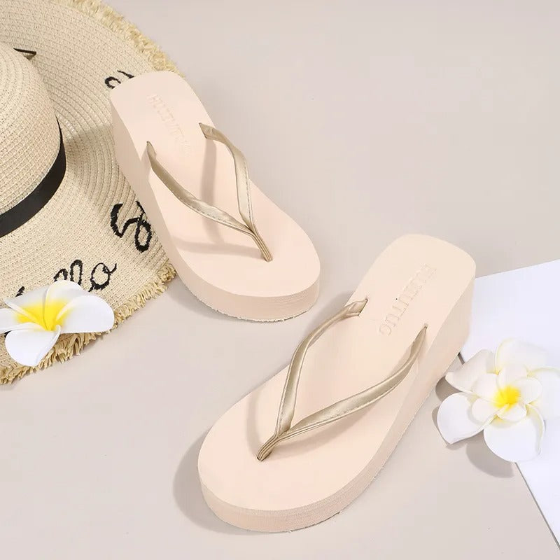 Chanclas Mujer con Cuña y Tira Minimalista