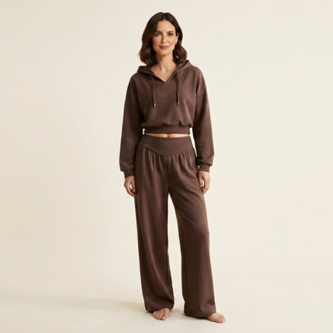 Conjunto Mujer Sudadera Corta y Pantalón Ancho - Mavetta