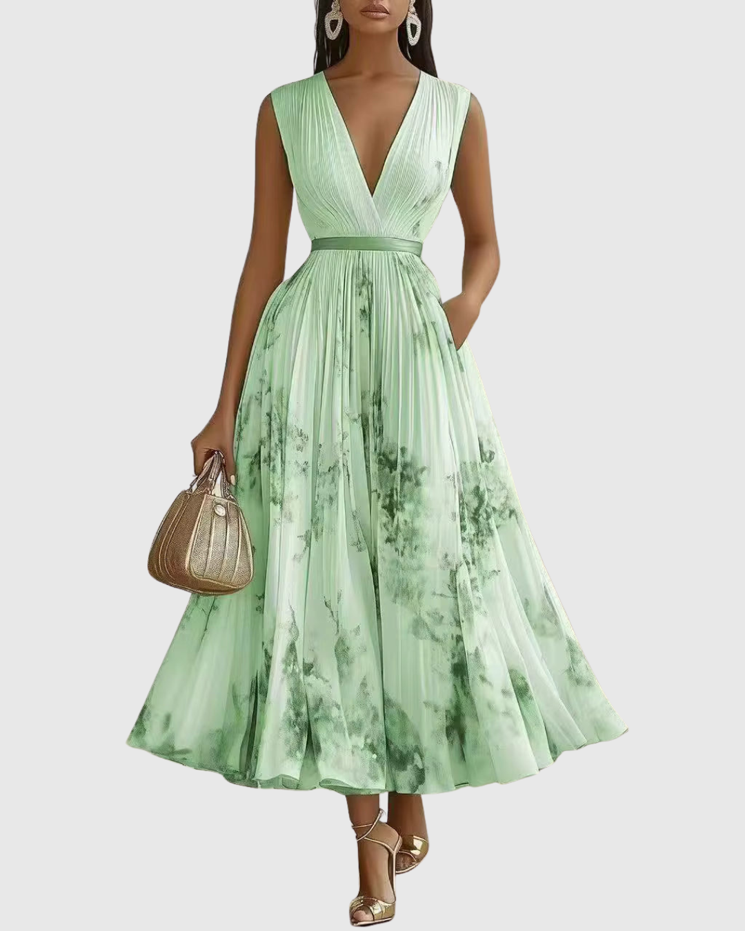 Vestido maxi mujer plisado estilo elegante