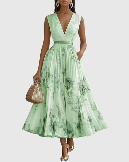 Vestido maxi mujer plisado estilo elegante