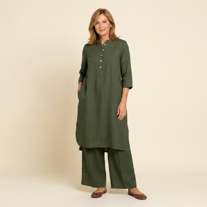 Conjunto Mujer de Túnica Larga y Pantalón Ancho Fluido - Mavetta