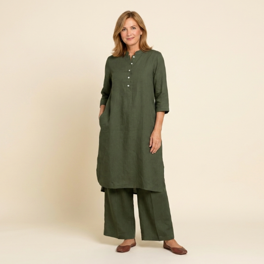 Conjunto Mujer de Túnica Larga y Pantalón Ancho Fluido - Mavetta