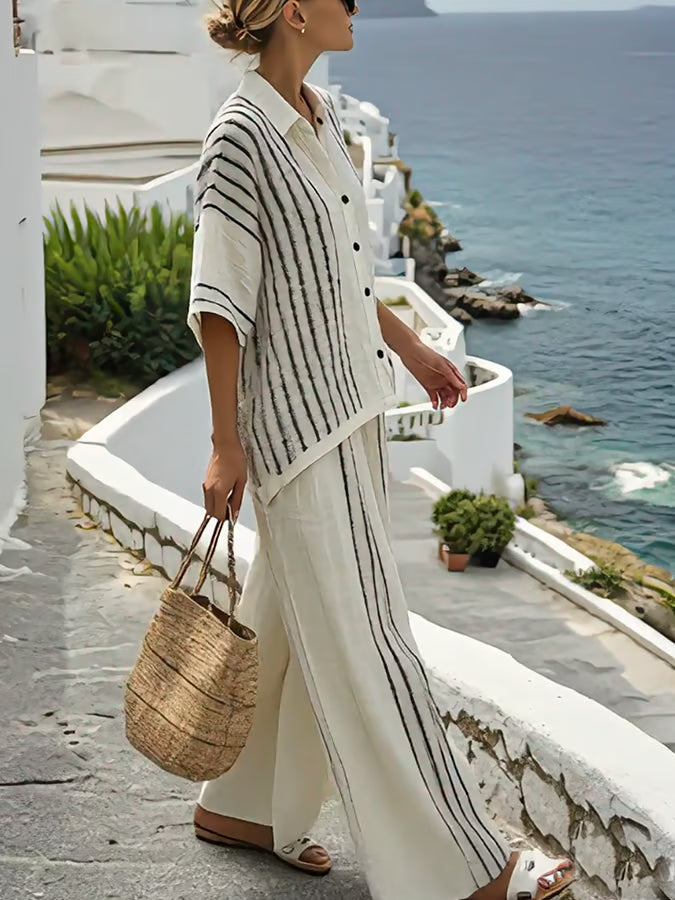 Conjunto Mujer de Lino Transpirable Estilo Verano Confortable