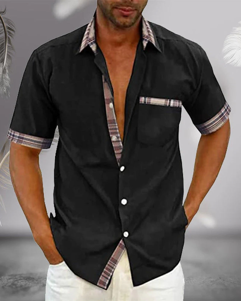 Camisa Hombre Manga Corta Elegante Ajuste Clásico
