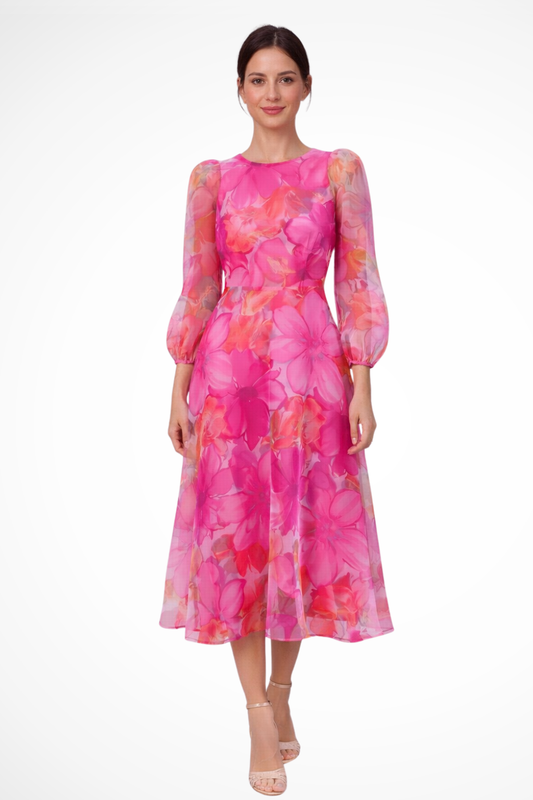 Vestido midi mujer de tejido marcella mangas largas - Mavetta