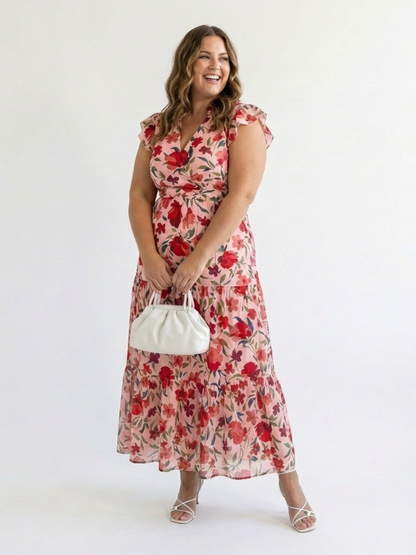 Vestido midi mujer de capas y tela fresca elegante