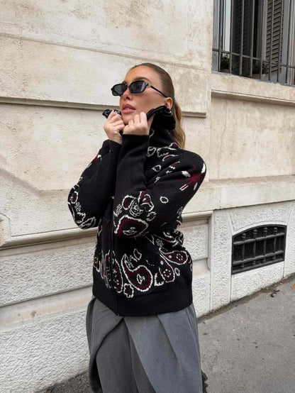 Jersey Mujer de Punto Cuello Alto con Cremallera