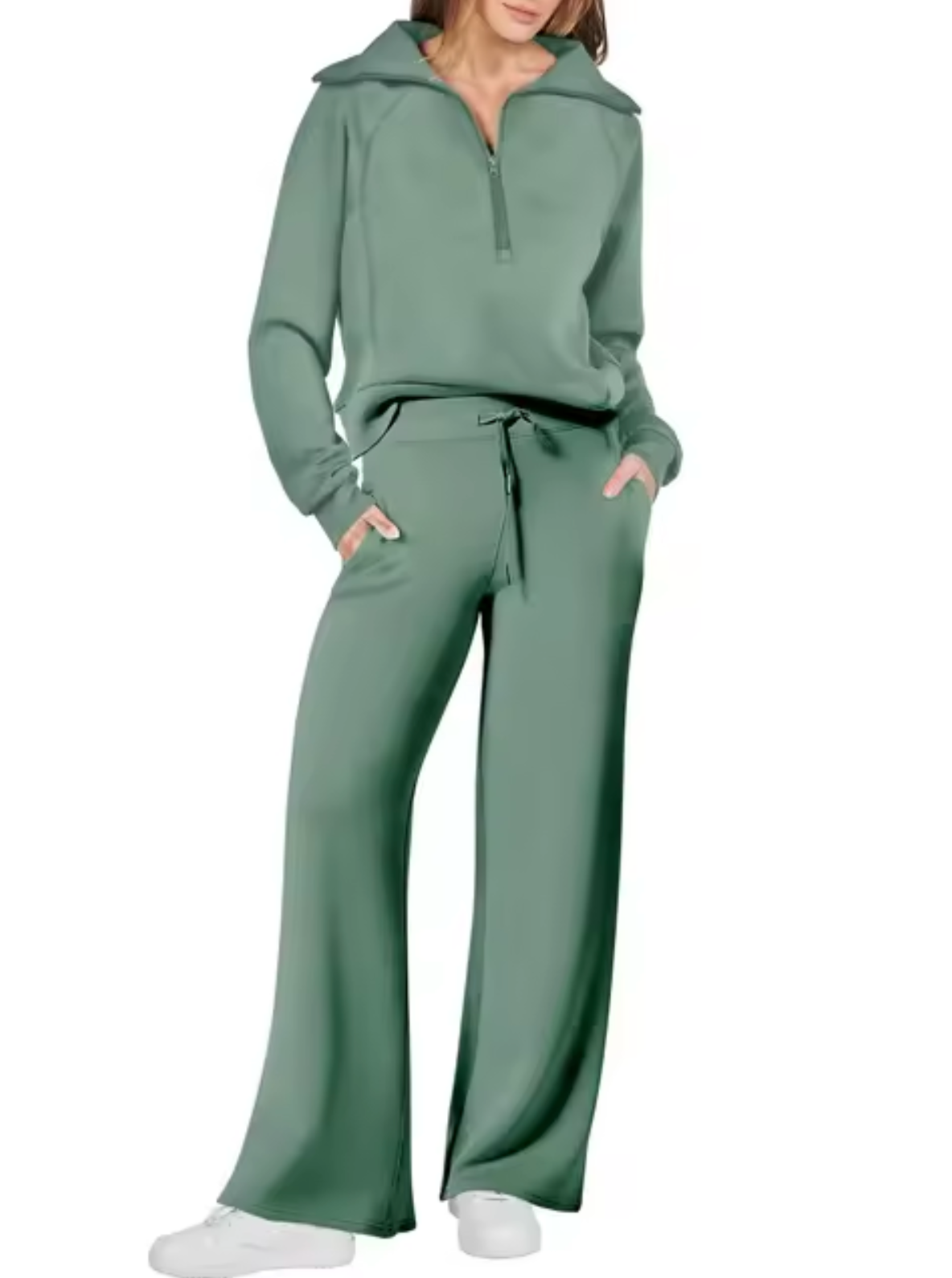 Sudadera Mujer con Cuello Alto y Puños Ajustados