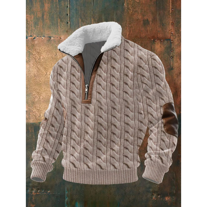 Suéter hombre forro polar cremallera cuello alto cálido