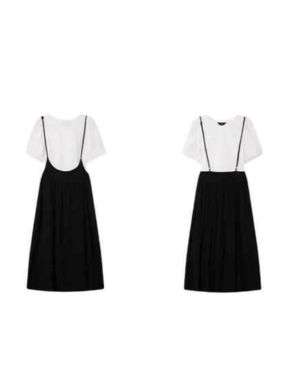 Conjunto Mujer de con Mangas Abullonadas y Falda Midi