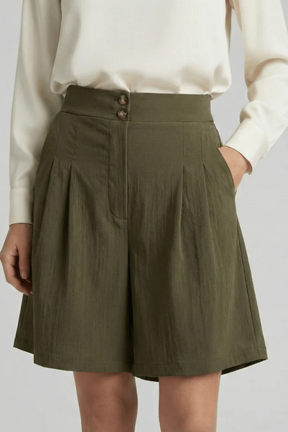 Bermudas Mujer Talle Alto con Pinzas Corte Sartorial