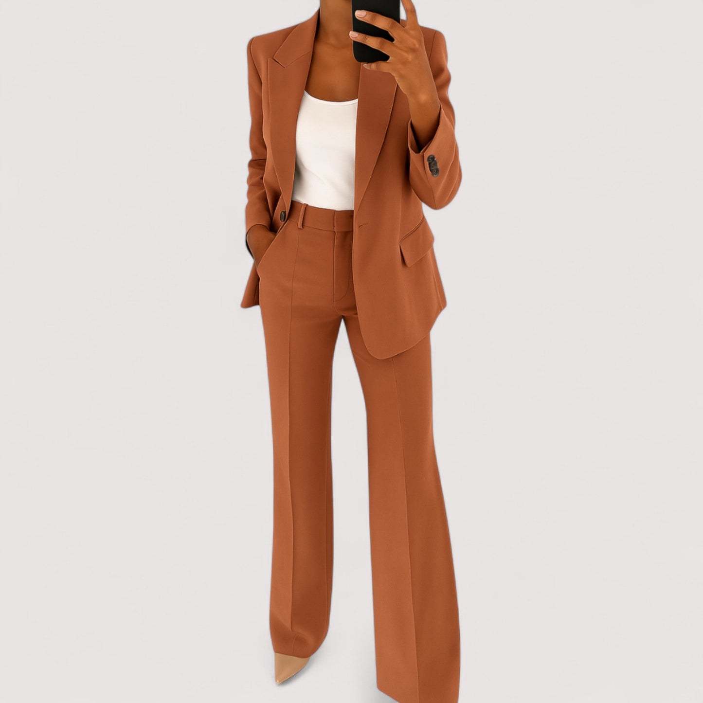 Traje dos piezas mujer elegante corte recto
