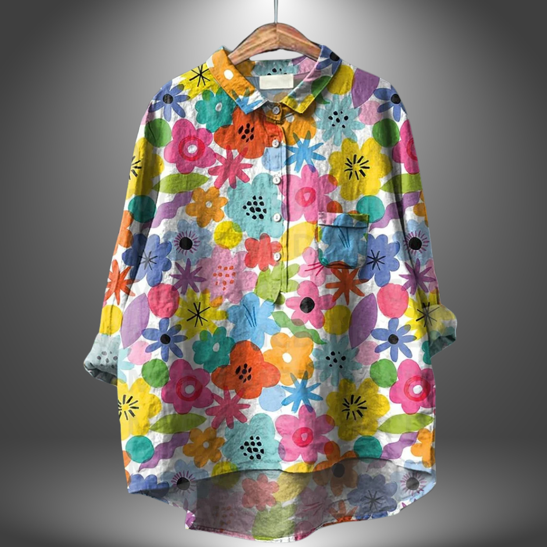 Blusa Mujer Holgada Estampado Artistico Cuello Orsolya