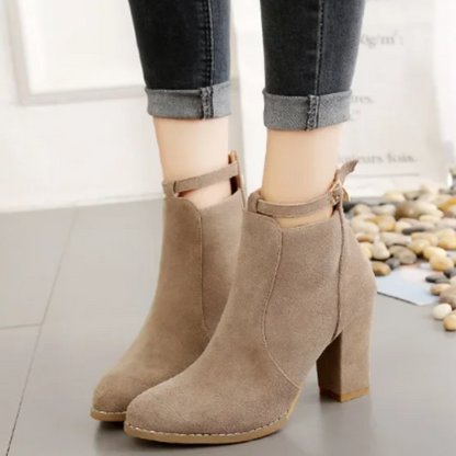 Botines Mujer con Hebilla Tacón Alto de Bloque