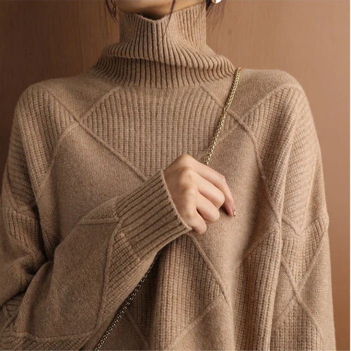 Suéter Mujer de Punto con Cuello Alto y Ajuste Acogedor