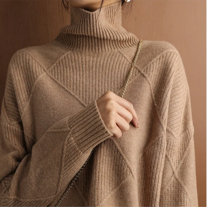 Suéter Mujer de Punto con Cuello Alto y Ajuste Acogedor