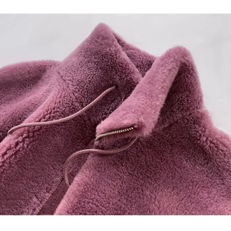 Chaqueta Mujer Teddy Cuello Alto Cremallera Moderna