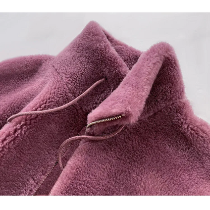 Chaqueta Mujer Teddy Cuello Alto Cremallera Moderna