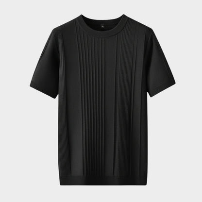 Camiseta Hombre de Punto Seda de Hielo Manga Corta Cuello Redondo