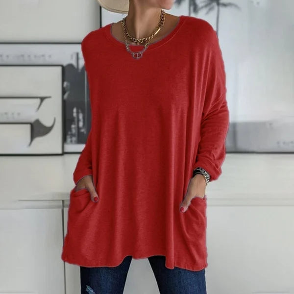 Blusa Mujer Manga Larga Tejido Suave Ajuste Relajado