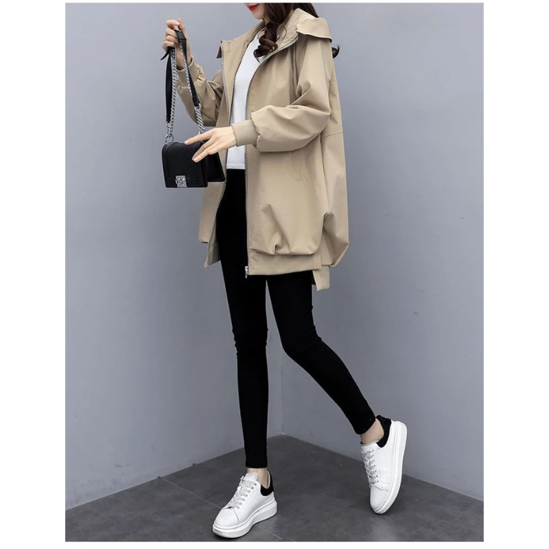 Trench Coat Mujer Ligero con Cremallera Corte Relajado