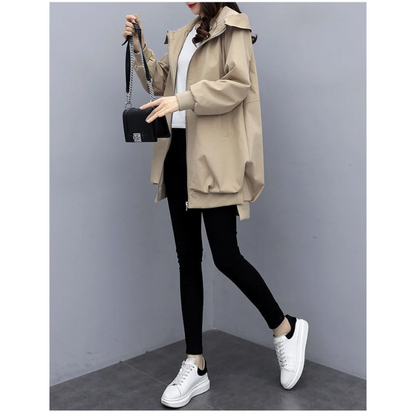 Trench Coat Mujer Ligero con Cremallera Corte Relajado
