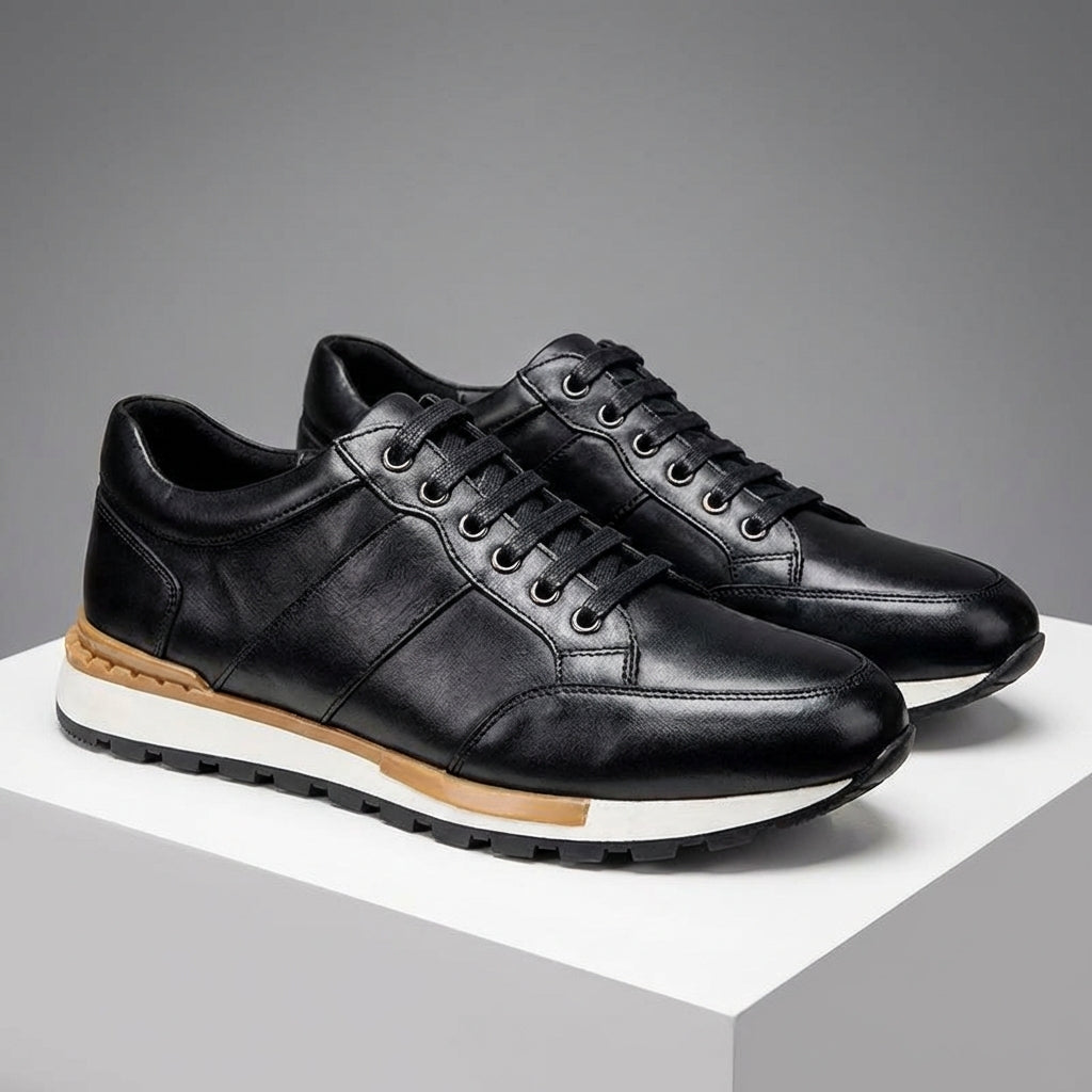 Zapatillas Hombre de Cuero Genuino con Cordones Suela Antideslizante