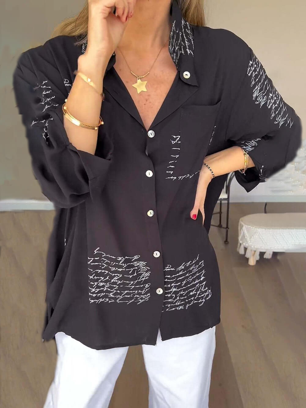 Camisa Mujer Algodón Básica Corte Relajado Estilo Moderno