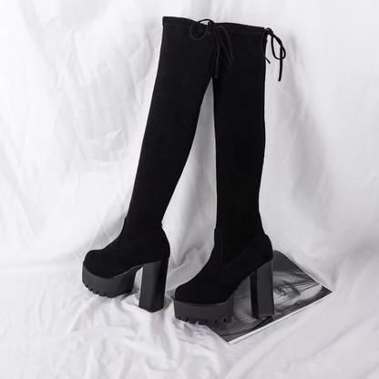 Botas overknee mujer ligeras con tacón alto elegante