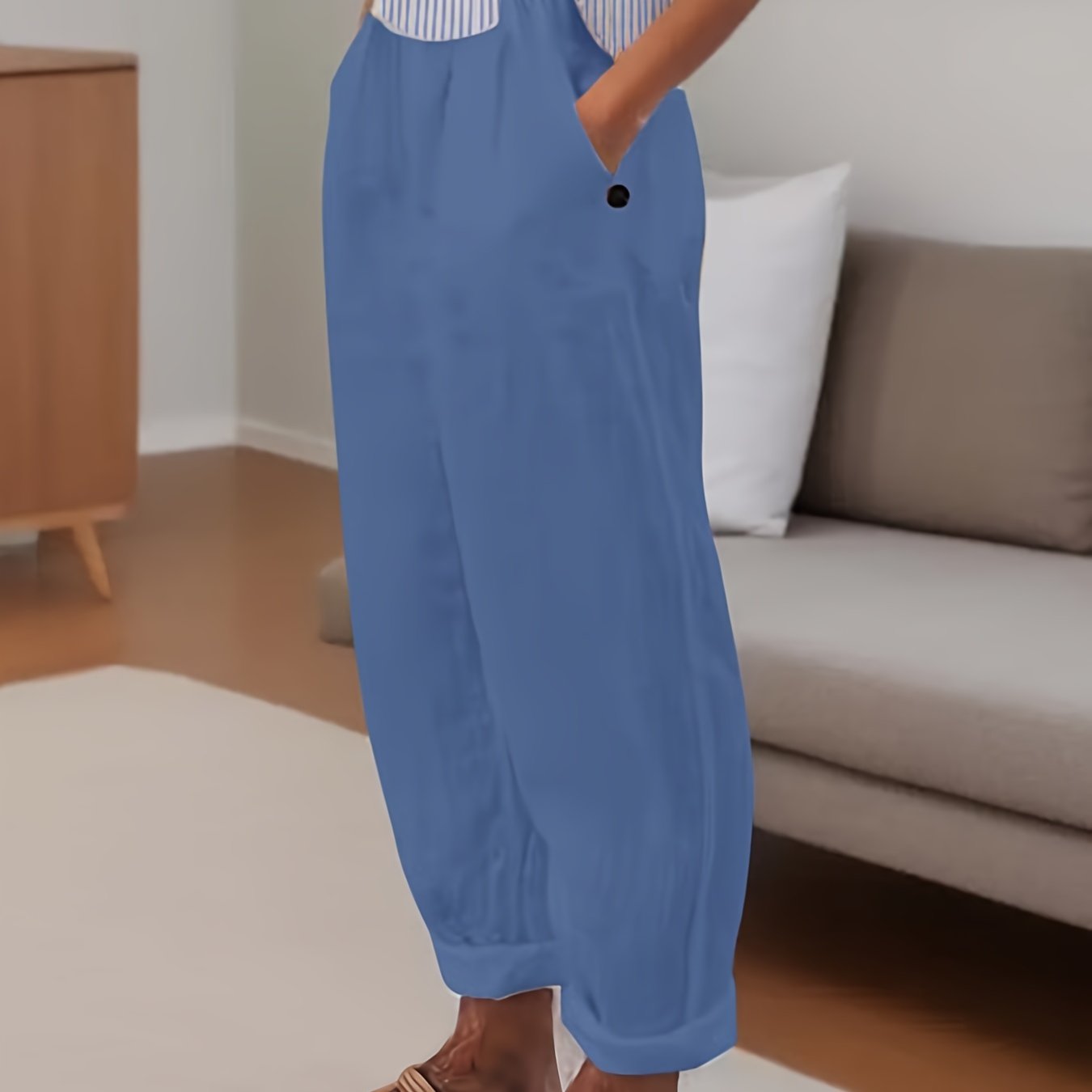 Pantalón Mujer de Lino Talle Alto Corte Relajado