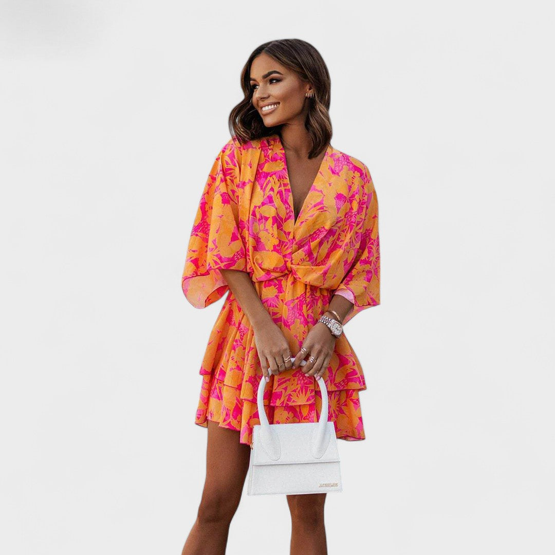 Vestido Corto Mujer Estampado Floral Ajustado